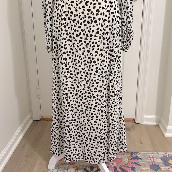 Reformation Shelby Dress Ocelot White Black Polka Dot Slit Bustier New Size 6 - Picture 7 of 14